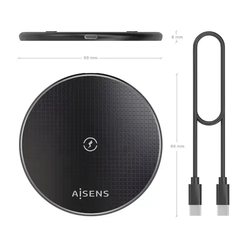 Cargador Inalambrico USB-C 15W Para Movil, Negro - Imagen 4