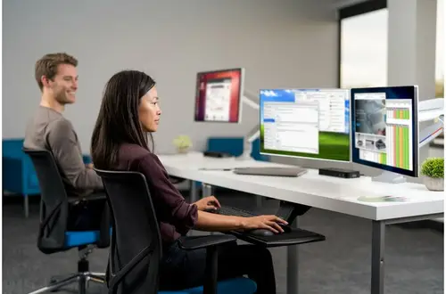 Brazo SmartFit® de altura ajustable con controles de un solo toque para dos monitores - Imagen 15