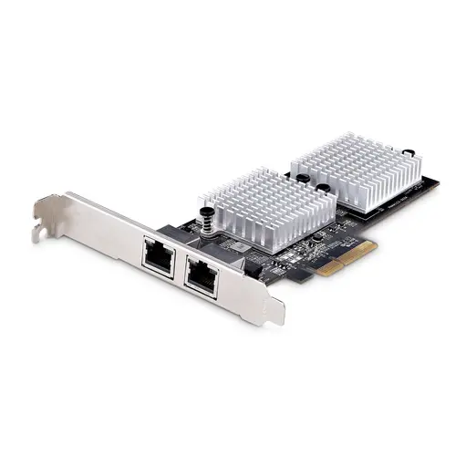 Tarjeta PCI Express Adaptadora de Red Ethernet de 2 Puertos RJ45 - Tarjeta de Red para Servidores o PCs - con Soporte para Tramas Jumbo - Tarjeta LAN - 10GBASE-T - NBASE-T - Imagen 1