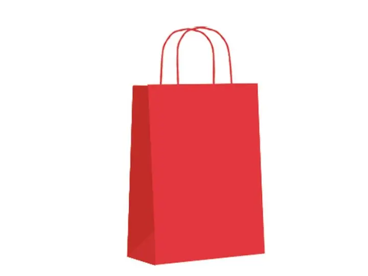 Paq.25 bolsas papel asa retorcida formato xs 18+8x24cm 90gr rojo 02004092