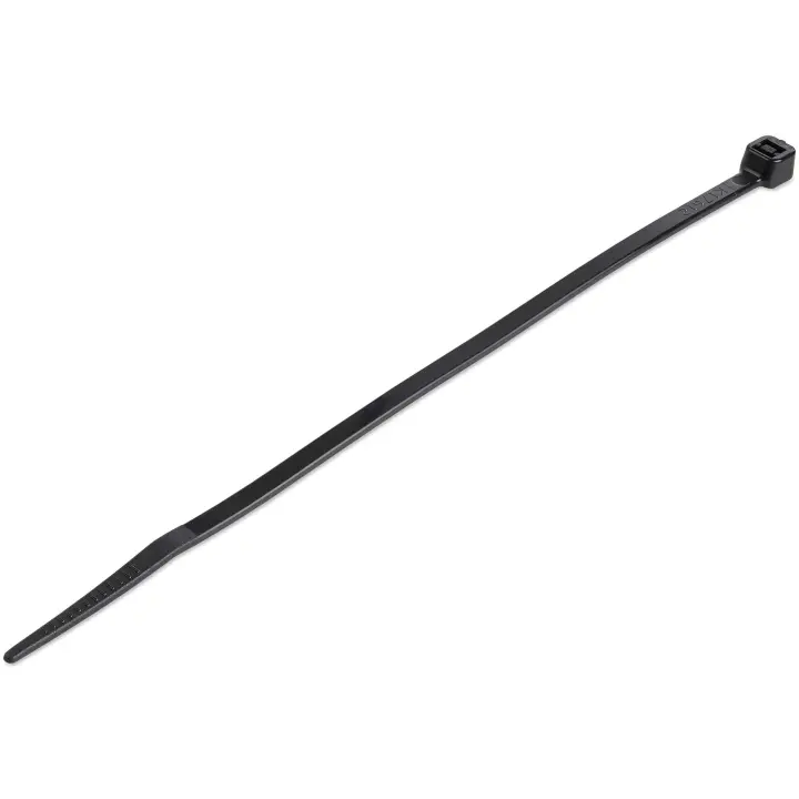 Bridas de 15cm para cables - 3 mm de ancho, 39 mm de diámetro, soportan 18 kg de tensión, de nylon, cierre automático y punta curva, 94V-2/UL, paquete de 1000 - negras