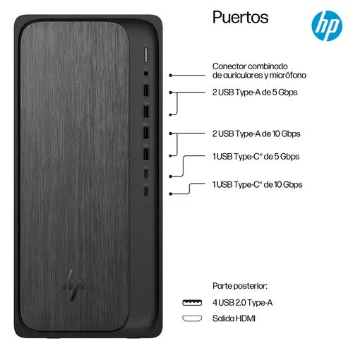 OmniDesk Desktop M02-0025ns PC AMD Ryzen 5 8500G 16 GB DDR5-SDRAM 1 TB SSD Windows 11 Home Torre AI PC Negro, Gris - Imagen 5