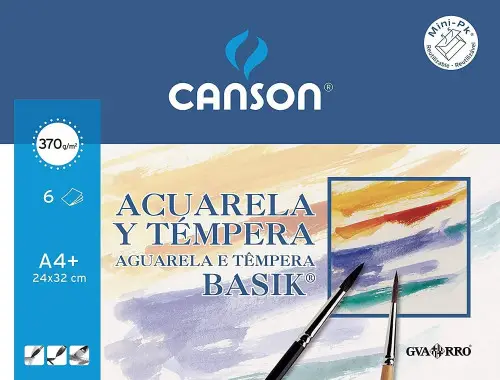 MINIPACK PROMO 24X32 6H ACUARELA BASIK 370G 20% HOJAS GRATIS GUARRO CANSON C400110488