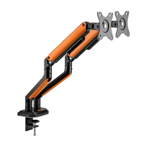 Soporte de Mesa RGB Gaming contrapeso giratorio e inclinable para Monitor/TV 9Kg (3 Pivotes, 2 Brazos) de 17-32, Negro-Naranja - Imagen 2