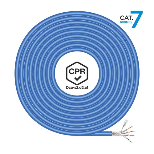 Cable de Red RJ45 LSZH CPR Dca CAT.7 600 MHZ S/FTP AWG23, Azul, 305 m - Imagen 1