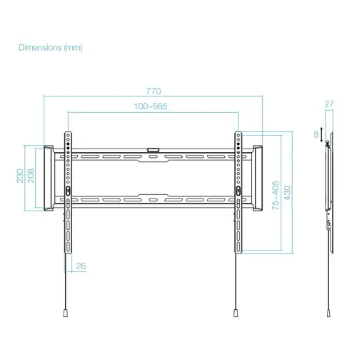 Soporte Fijo de pared para pantallas 37"- 80", Negro - Imagen 6