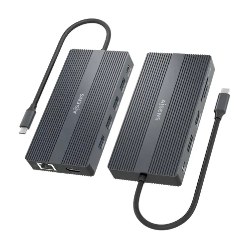 USB-C Dock 12 En 1, USB-C a 2xHDMI, 1xDisplayport, 1xRJ45, 4xUSB-A, 1xUSB-C, 1xUSB-C PD, 1xSD, 1xMicro SD, Gris, 20cm - Imagen 3