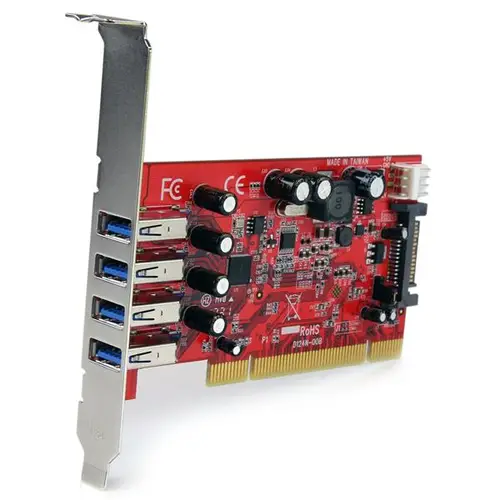 Tarjeta Adaptador PCI USB 3.0 (5Gbps) SuperSpeed 4 Puertos Con Alimentación SATA LP4 - Hub Concentrador Interno - Ladrón USB Interno - 2x USB A Hembra - Imagen 2