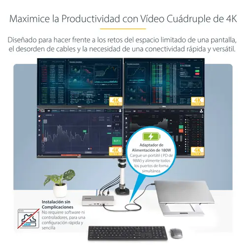 Docking Station Multipantalla Thunderbolt 4 - Dock para Dos, Tres o 4 Monitores - 2x HDMI/2x DP - Hub Ladrón 7x USB - Ethernet de 2,5Gbps - PD 98W - Imagen 11