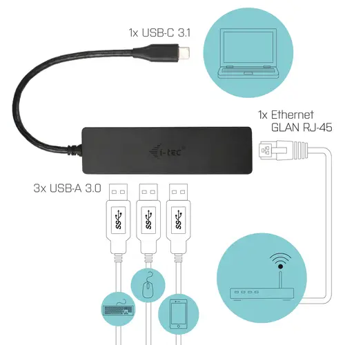 Advance USB-C Slim Passive HUB 3 Port + Gigabit Ethernet Adapter - Imagen 5