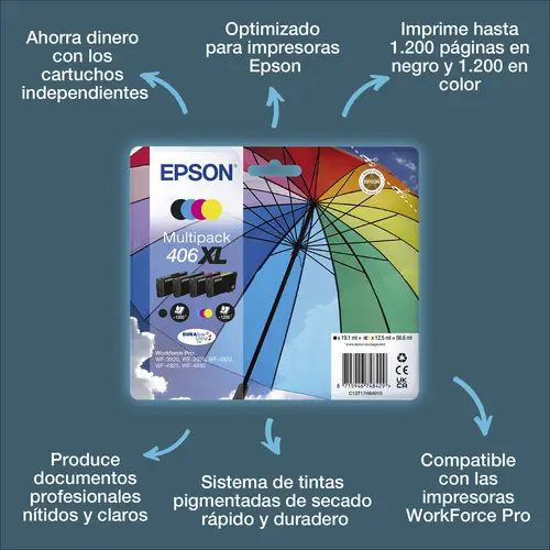 Multipack de tinta 4 colores DURABrite Ultra 406XL Paraguas - Imagen 1
