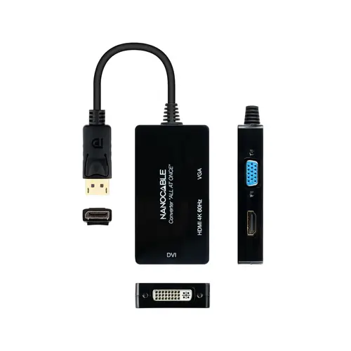 Conversor DISPLAYPORT a HDMI/DVI/VGA, 20 cm, Negro - Imagen 3