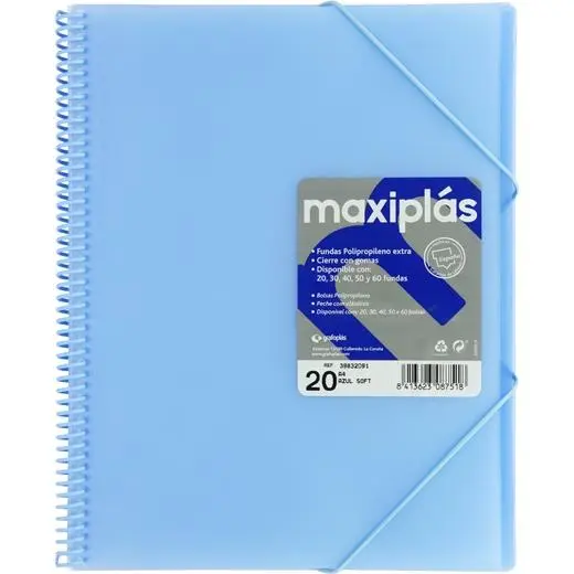 GRAFOPLÁS CARPETA CON FUNDAS MAXIPLÁS ESPIRAL A4 20 FUNDAS C/SO..