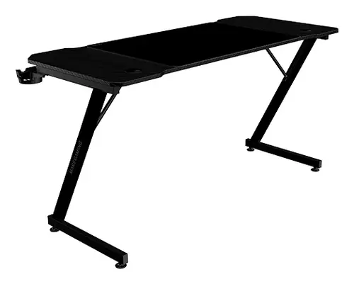 MGD-X140, Mesa Gaming Ergonómica, Superficie en Fibra de Carbono, Estructura Metálica, Alfombrilla XXL, Soporte Auriculares y Bebida, Gestión Cableado, Escritorio PC 140x60cm, Negro - Imagen 3