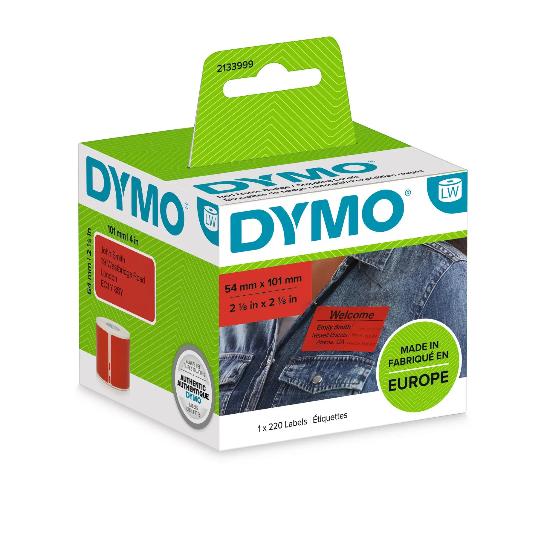 2133399 etiqueta autoadhesiva Rectángulo redondeado Desmontable Rojo 220 pieza(s)