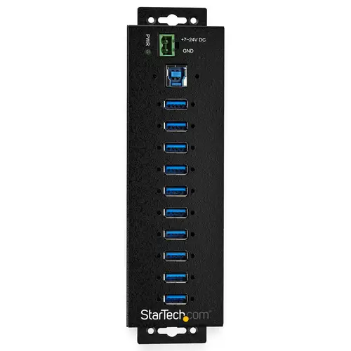 Hub Concentrador Ladrón USB de 10 Puertos con Adaptador de Corriente - con Protección contra Descargas de 350W - Hub Industrial USB 3.0 de Montaje en Pared Carril DIN o Mesa - USB 3.2 Gen 1 (5Gbps) - Imagen 3