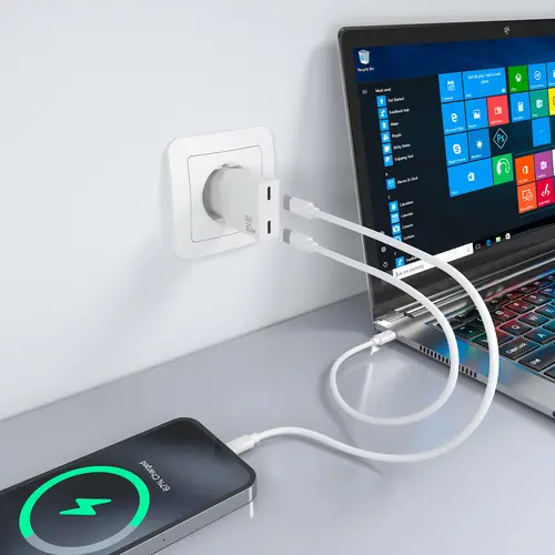Cargador Ultra Delgado GaN 30W, 2xUSB-C PD3.0, Blanco - Imagen 5