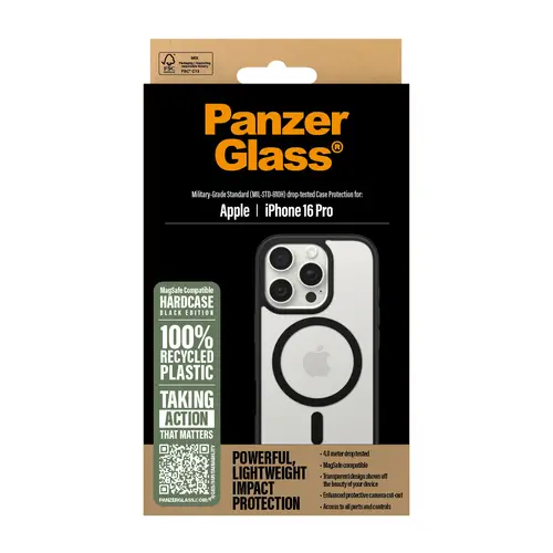® HardCase Transparent w. Black MagSafe & Frame iPhone 16 Pro funda para teléfono móvil Negro - Imagen 3
