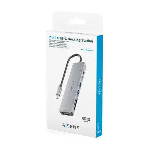 USB-C Dock 7 en 1, USB-C a 1xHDMI, 2xUSB-A, 1xUSB-C, 1xUSB-C PD 100W, 1xSD, 1xMicroSD, Gris, 15cm - Imagen 7