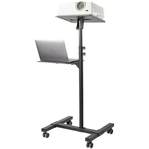 Soporte Móvil para Proyector y Ordenador Portátil - Carrito de Servicio Pesado para Proyector (2 Estantes) - de Altura Ajustable para Presentaciones - con Ruedas Bloqueables - Imagen 2