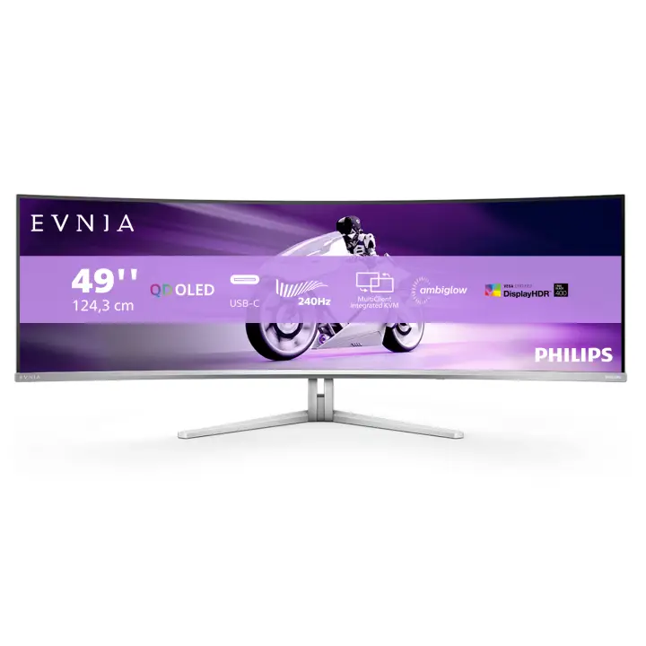 Evnia 8000 49M2C8900/00 pantalla para PC 124,2 cm (48.9") 5120 x 1440 Pixeles Dual QHD QD-OLED Blanco