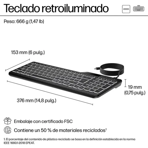 Teclado con cable retroiluminado multidispositivo 405 - Imagen 4