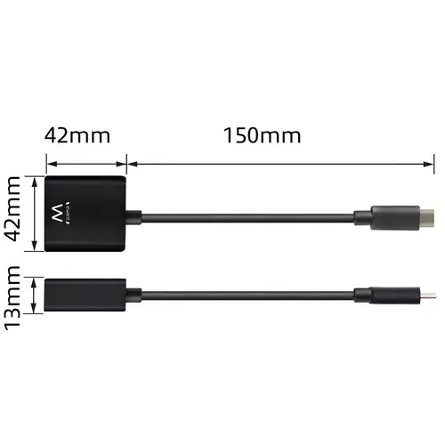 EW9825 adaptador de cable de vídeo 0,15 m USB Tipo C DisplayPort Negro - Imagen 3