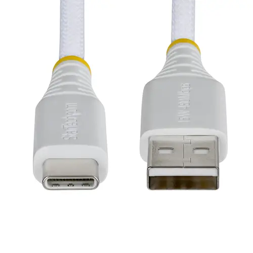 Cable Cargador USB-A a USB-C de 3m - 15W 3A - Cable USB a Tipo C de Carga Rápida Trenzado de Nailon - Recubrimiento de TPE - Blanco - Imagen 5