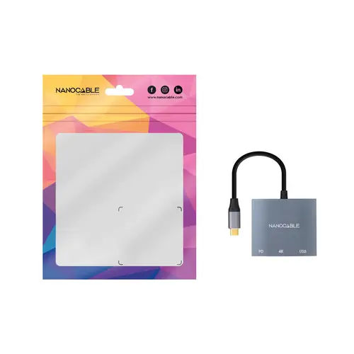 Conversor USB-C a HDMI/USB3.0/USB-C PD, 15 cm, Gris - Imagen 2