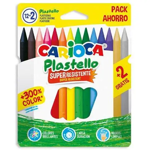 CAJA 12+2 PLASTICERA COLORES SURTIDOS PLASTELLO CARIOCA 42714