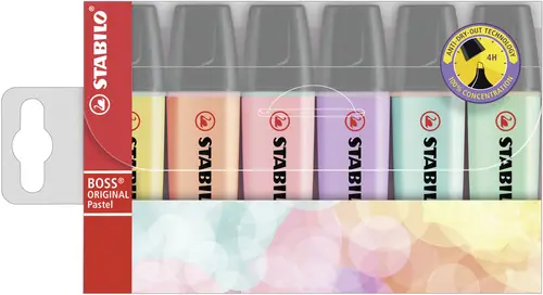 Boss Original Pastel marcador 6 pieza(s) Punta de cincel Lila, Menta, Melocotón, Rosa, Turquesa, Amarillo - Imagen 1
