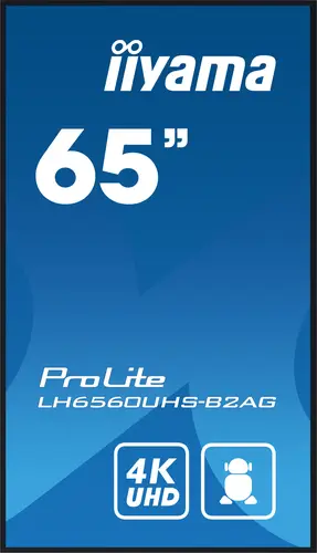 LH6560UHS-B2AG pantalla de señalización Pizarra de caballete digital 165,1 cm (65") LED Wifi 500 cd / m² 4K Ultra HD Negro Procesador incorporado Android 11 24/7 - Imagen 2