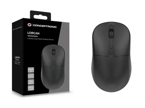 LORCAN04B ratón Oficina Ambidextro RF Wireless + Bluetooth Óptico 1600 DPI - Imagen 7