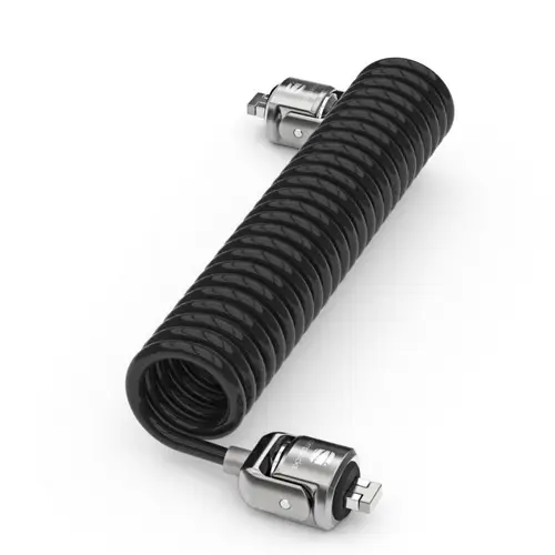 Dual Head Coiled Cable Keyed Lock cable antirrobo Negro - Imagen 2