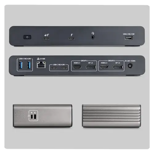 206UE-TB5USB4DOCK base para portátil y replicador de puertos Alámbrico Thunderbolt 5 Negro, Gris - Imagen 2