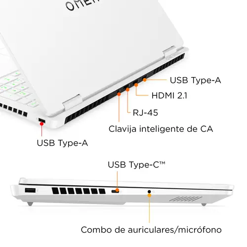 OMEN Gaming Laptop 16-am0045ns i9-14900HX 40,6 cm (16") 2K 32 GB DDR5-SDRAM NVIDIA GeForce RTX 5060 Wi-Fi 6 (802.11ax) FreeDOS Blanco - Imagen 5