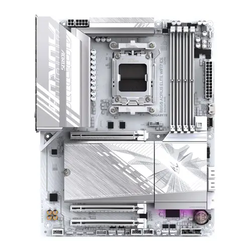 B850 AORUS ELITE WIFI7 ICE Placa Base - Procesadores AMD Ryzen Serie 9000, VRM digital de 12+2+1 fases, hasta 8200MHz DDR5 (OC), 1xPCIe 5.0 + 2xPCIe 4.0 M.2, LAN 2.5, WIFI 7, USB 3.2 Gen 2x2 - Imagen 2