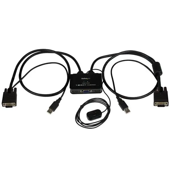 Switch Conmutador KVM de Cable con 2 Puertos VGA USB Alimentado p..