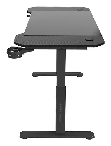 MGD-ERGO120, Mesa Altura Ajustable 3 Posiciones, Superficie Ergonómica, Estructura Metálica, Alfombrilla XXL, Soporte Auriculares y Bebida, Gestión Cableado, Mesa Gaming 120x60cm, Negro - Imagen 2