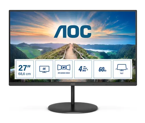 V4 U27V4EA pantalla para PC 68,6 cm (27") 3840 x 2160 Pixeles 4K Ultra HD LED Negro - Imagen 1