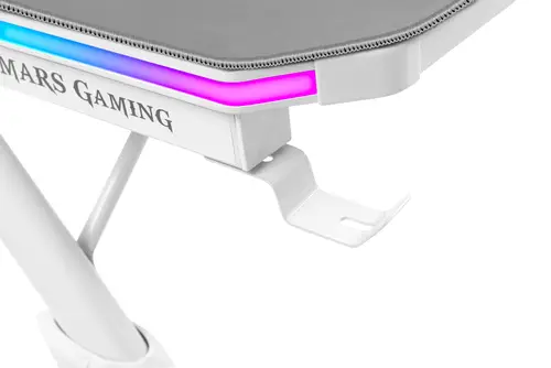 MGD140RGB, Mesa Ergonómica Gaming RGB, Soporte Auriculares y Bebida, Alfombrilla Ratón, 140x60cm, Blanco - Imagen 6