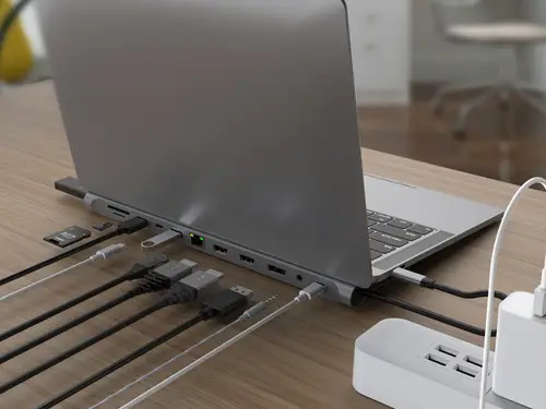 DONN17G base para portátil y replicador de puertos Alámbrico USB 3.2 Gen 1 (3.1 Gen 1) Type-C Gris - Imagen 9