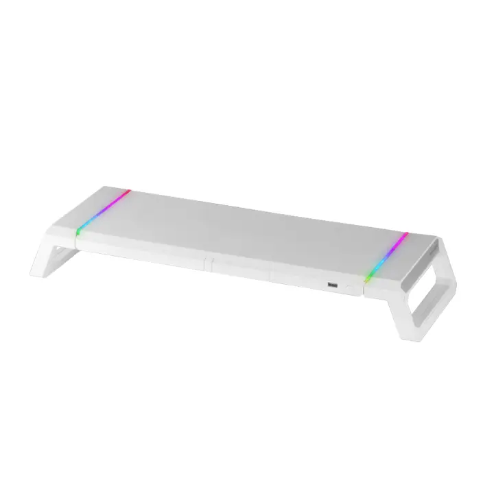 MGS-ONE Blanco, Soporte Monitor RGB Chroma, Tamaño Ajustable, Soporte Smartphone y Tablet, USB 2.0 Frontal
