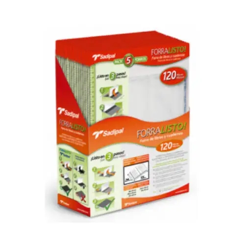 BLISTER 5 FUNDAS DE FORRO CON 2 SOLAPAS AJUSTABLES 30 CM SADIPAL ..