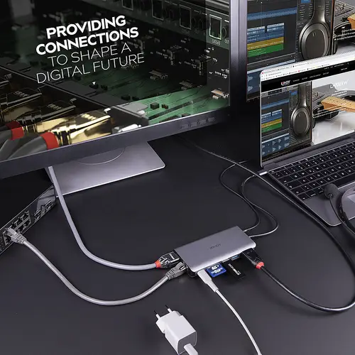 43323 base para portátil y replicador de puertos Alámbrico USB 3.2 Gen 1 (3.1 Gen 1) Type-C Negro, Gris - Imagen 5