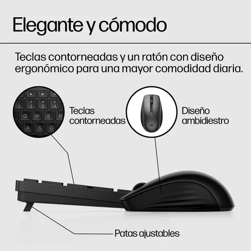 Combo de teclado y ratón inalámbricos 650, negro - Imagen 8