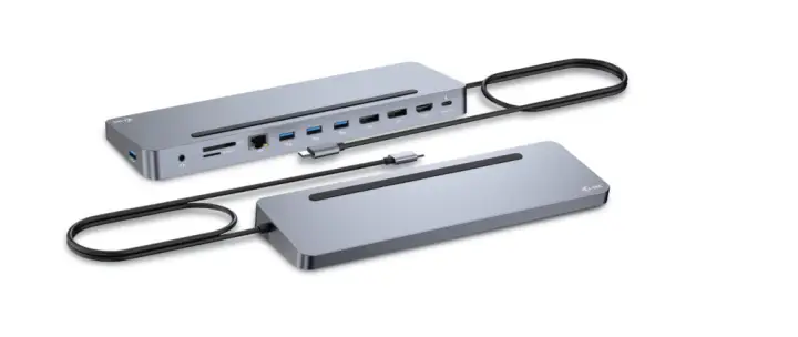USB-C Metal Ergonomic 3x 4K Display Docking Station + Power Delivery 100 W
