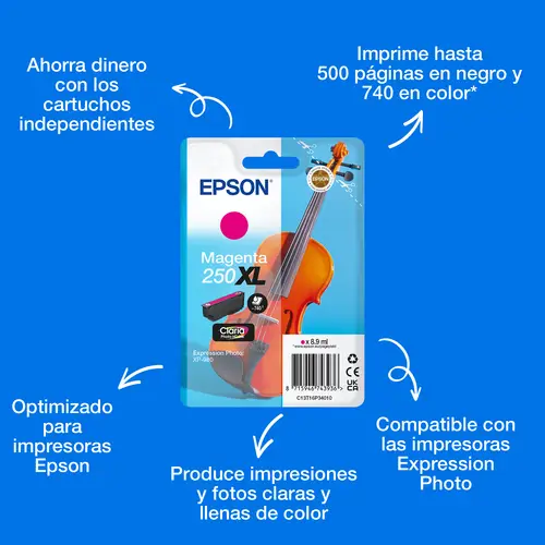 Pack individual de tinta Claria Photo HD 250XL Violin magenta - Imagen 2