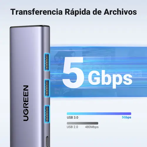 15596 base para portátil y replicador de puertos Alámbrico USB 3.2 Gen 1 (3.1 Gen 1) Type-A + Type-C Aluminio - Imagen 15