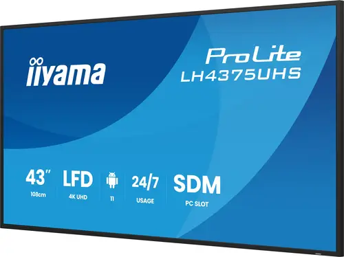 LH4375UHS-B2AG pantalla de señalización Pantalla plana para señalización digital 108 cm (42.5") LCD Wifi 500 cd / m² 4K Ultra HD Negro Procesador incorporado Android 11 24/7 - Imagen 6
